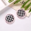 Miniature checkerboard resin plates with pink Good Life border for DIY dollhouse - Rectangular - Yellow and Coffee