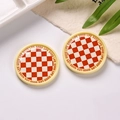 Miniature orange checkered resin plate with Good Life text for dollhouse DIY decor - Round - Yellow and Coffee