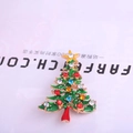 Exquisite Christmas tree brooch with green enamel and multi-colored rhinestones decoration - Christmas Tree Style (Z49)