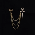Gothic gold chain brooch with skull wings and rhinestone sword on black background - Gold (Z83-1)