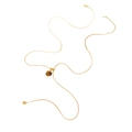 Collana a Y dorata con catena a serpente, ciondolo gemma marrone e chiusura regolabile - Pendaglio a Sfera in Occhio di Tigre con Nappa a Y (X486)
