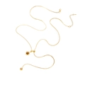 Collana regolabile a catena serpente dorata con ciondolo a sole e gemma marrone - Pendaglio Occhio di Tigre a Raggiera (X487)