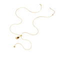 Collana lunga a catena serpente dorata con ciondolo a goccia in gemma marrone chic - Pendaglio Occhio di Tigre a Goccia (X490)