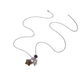 Collana lunga argentata con ciondolo a pony, stella occhio di tigre e perline metalliche - Pendaglio Stella Occhio di Tigre e Perline in Metallo (X491)