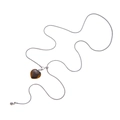 Collana regolabile in argento con ciondolo a forma di cuore in pietra occhio di tigre - Pendaglio Occhio di Tigre a Forma di Cuore (X493)
