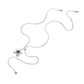 Collana a serpente argento con ciondolo a fiore in occhio di tigre marrone - Pendaglio Occhio di Tigre a Cinque Petali (X494)