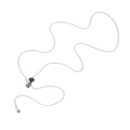 Collana lunga a catena serpente argento con ciondoli in occhio di tigre e pietra - Pendaglio Doppia Perlina Occhio di Tigre e Pietra Dalmata (X495)