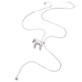 Collana a Y argento con ciondolo pony e catena a serpente in stile minimalista - Pendaglio Minimalista Cavallo con Perlina Rotonda (X499)