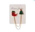 Set de broches sapin et botte de Noël avec chaînes dorées sur carte bijoux - Style Sapin de Noël (Z29-4)