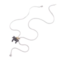 Collana lunga elegante con ciondolo a forma di pony nero, stella dorata e catena snake - Pendaglio Cavallo Nero e Piccola Stella Dorata (X501)