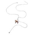Collana chic a Y in argento con ciondolo a forma di pony marrone e dettaglio stella - Pendaglio Cavallo Dala con Stella Dorata (X502)