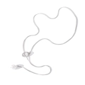 Collana lunga a catena serpente d'argento con ciondolo di perle e chiusura a T - Stile Collana di Perle con Fibbia ad Anello (X504)