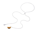 Collana a catena serpente argento con ciondolo luna in occhio di tigre e fibbia regolabile - Pendaglio a Goccia in Metallo e Mezzaluna Occhio di Tigre (X505)