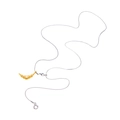 Collana con ciondolo a croissant dorato e catena a sfere argentata dal design bicolore - Pendaglio Bicolore a Forma di Corno d'Oro (X508)