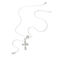 Collana lunga argentata con ciondolo a croce gotica e perla marmorizzata - Stile Pendaglio Croce e Perlina Dalmata (X315) / Argento