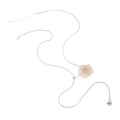 Collana a Y in argento con ciondolo a rosa in rete color champagne e dettagli in strass - Stile Pendaglio Rosa in Maglia Argentata e Strass (X648-13) / Argento con Champagne