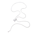 Collana lunga a catena serpente d'argento con elegante ciondolo a cuore e perlina - Stile Pendaglio Minimalista ad Argento a Cuore (X870-2) / Argento