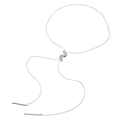 Collana lunga in argento S925 con fibbia a croce scorrevole impreziosita da zirconi lucidi - Pendaglio a Barra in Metallo con Zirconia e Chiusura a Scorrimento (X892-5) / Argento