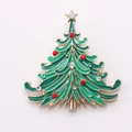 Charmante broche sapin de Noël dorée avec émail vert et strass scintillants brillants - Sapin de Noël en Émail (Z26)