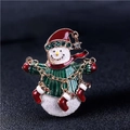 Broche bonhomme de neige de Noël avec bonnet en émail rouge et breloques de bas - Style Pendentif Chaussette Bonhomme de Neige (Z356-1)