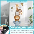 Zelfklevende cartoon dieren muurstickers voor kinderkamers met giraf en leeuw patronen - Groot / Ondoorzichtige Zwarte Bodem