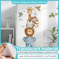 DIY cartoon dieren muursticker met giraffe, leeuw en zebra in doorschijnend PVC - Groot / Translucent