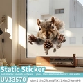 3D Eichhörnchen Fensteraufkleber 28x29cm statische Haftung für Glas und Fliesen - Statisch Haftend (Ohne Kleber)