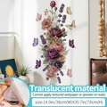 Floral wall sticker with purple pink flowers and butterflies in translucent material - Large / Drunk Rose (Translucent)