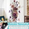 Pink rose and butterfly wall sticker mural for room door and interior decoration - Large / Drunk Rose (Black Base Opaque)