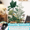 Sticker mural feuilles de palmier et oiseaux, décor tropical amovible de 55x74cm - Surdimensionné / Fond Noir Opaque