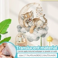 Adesivi murali carini con tigre ed elefante sulla luna per cameretta semi-trasparente - Tigre E Elefante (Stile Traslucido) / Grande