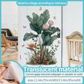 Adesivo murale traslucido con foglie di banano, loto, uccelli e farfalle decorative - Grande / Come mostrato