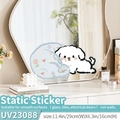 Cartoon puppy static sticker on mirror with clouds and flowers, size 29cm x 16cm - Lying Down Left / Static Cling No Glue