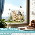 Easter bunny and eggs window sticker decal in 40x32cm size for festive glass decoration - Static Cling No Glue