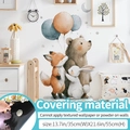 Adesivo murale con orsetto e palloncini in stile acquerello per cameretta dei bambini - Stile Coprente Nero (Dreamland Joy) / Grande