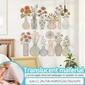 Abstrakte Blumenvasen-Wandsticker in Morandi-Tönen aus lichtdurchlässigem Material - Lichtdurchlässiges Material