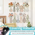 Boho-Stil Blumenvasen Wandaufkleber Set 54x56cm für gemütliche Schlafzimmer Dekoration - Undurchsichtige Schwarze Bodenabdeckung