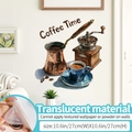 Adesivi murali semitrasparenti Coffee Time con macinino e tazza per caffetteria - Stile Traslucido / Medio