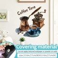 Adesivo murale Coffee Time con macinino e tazza blu in stile acquerello 27x27 cm - Stile Opaco (Base Nera) / Medio