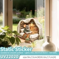 Gekleurde glassticker met muis in boomholte, UV-print voor raam en tegels, 23x17cm - Log Cabin (Statisch) / Gemiddeld