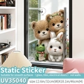 Cute bear and rabbit aesthetic static glass stickers in UV35040 model size 32x46cm - Plush Frog (Static Cling) / Medium