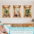 Transparente 3D Wandaufkleber mit Pflanzen und Vasen in Holzrahmen-Optik 90x45cm - Groß / Calla-Lilien-Grünpflanzenkombination (KL45015)