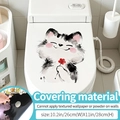 Waterproof ink cat and flower sticker for toilet lid and bathroom decoration - Proud Cat (Blackout)