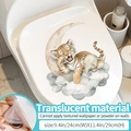 Cartoon tiger and elephant on moon removable toilet seat decal with translucent finish - Tiger and Elephant - Translucent / Medium