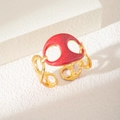 Bracciale rigido regolabile in acciaio inossidabile dorato con smalto rosso e maglie - Cuore Rosso (S1004)