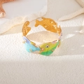 Bracciale rigido dorato regolabile con pesci tropicali in smalto colorato - Pesce Giallo (S1017)