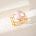 Bracciale rigido dorato in acciaio inossidabile con motivo catena d'ancora rosa - Cuore Grigio (S1002)