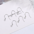 Set of six S925 sterling silver French ear hooks for DIY jewelry making on white card - White Gold Plated