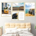 Fünfteiliges Wandbild-Set im nordischen Stil mit Landschaften und Goldrahmen für Schlafzimmer - Naturlandschaftsstil (Jintou) / Groß