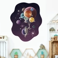 Adesivo murale 3D spazio con astronauta e palloncini pianeti per camera bimbi - Gravità